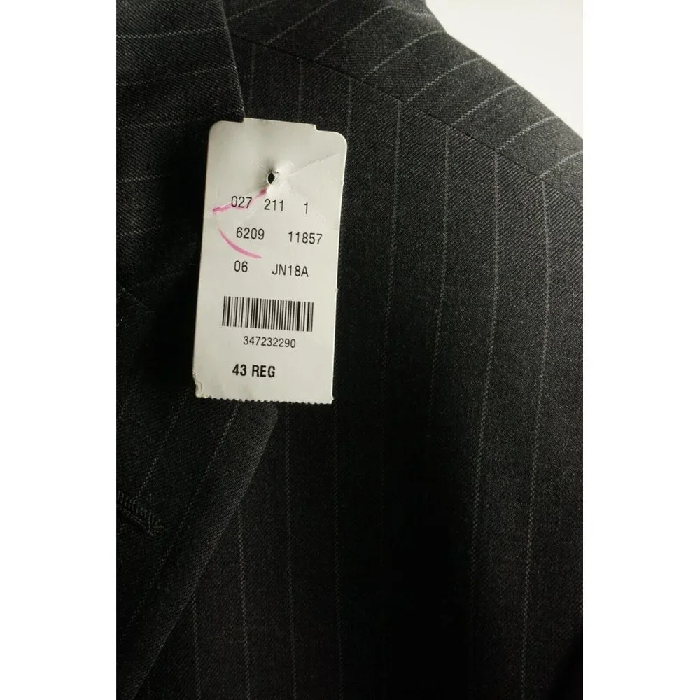 New Brooks Brothers 346 Stretch Mens 43R Gray Pin Stripe Twill Wool Notch Blazer